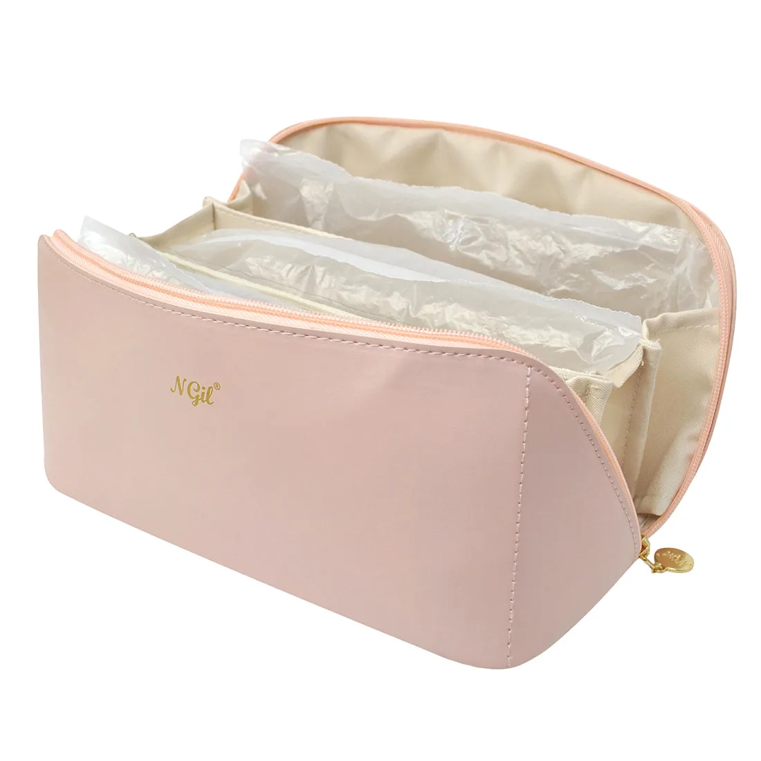 Pink NGIL Large Faux Leather Expandable Travel Toiletry