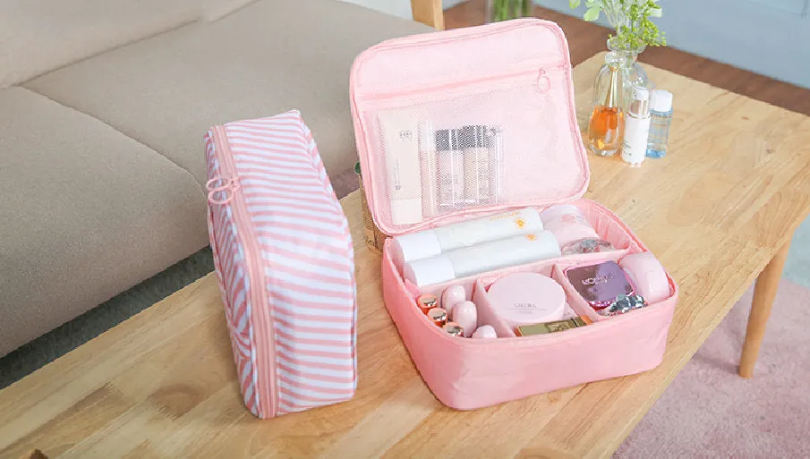 Pink Toiletry Bag - Toiletry Organizer Women - Cosmetic Bag - Large Travel Case - Makeup Bag - Zipper Makeup Case Pouch - Make Up Storage