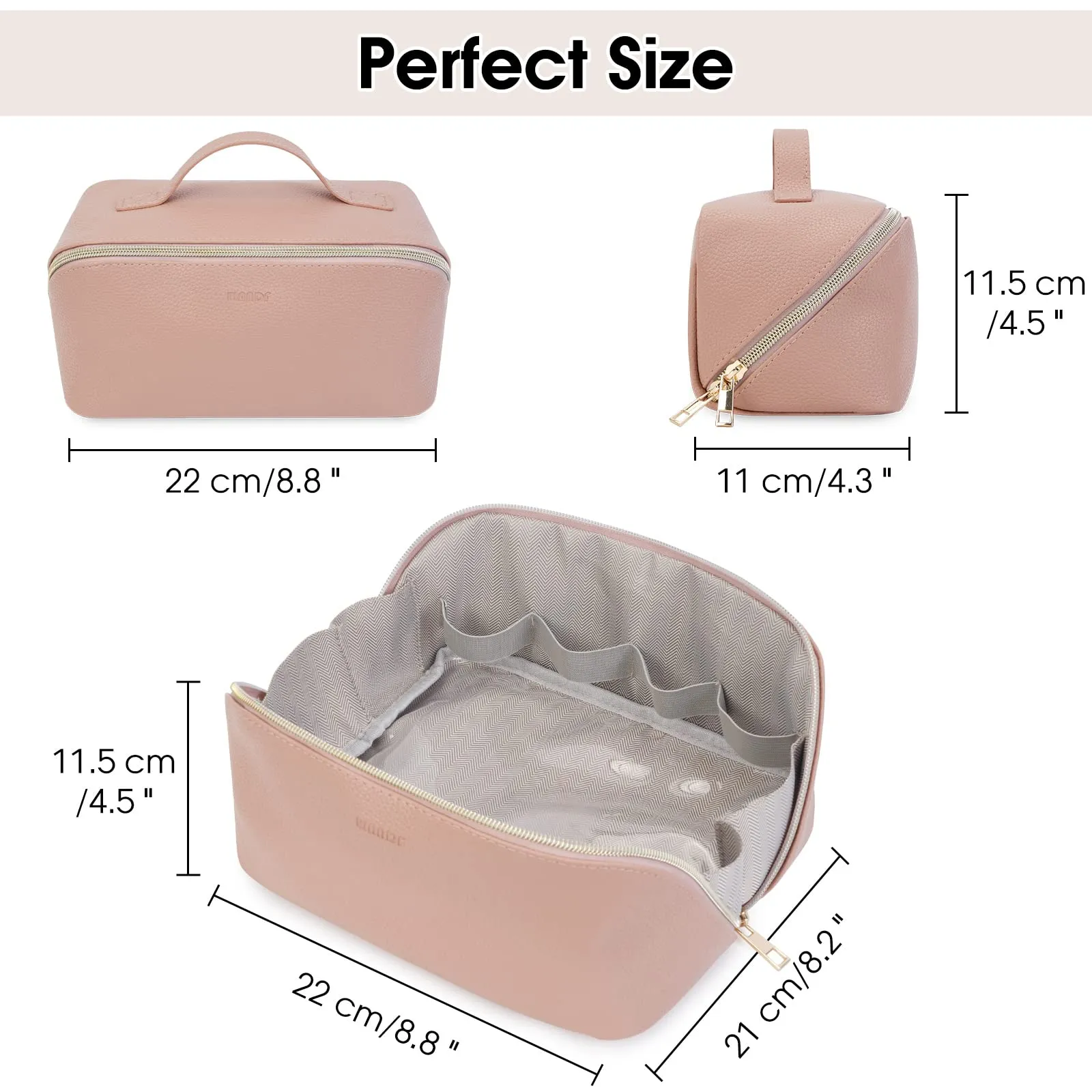 Portable Vegan Leather Open Flat Makeup Bag