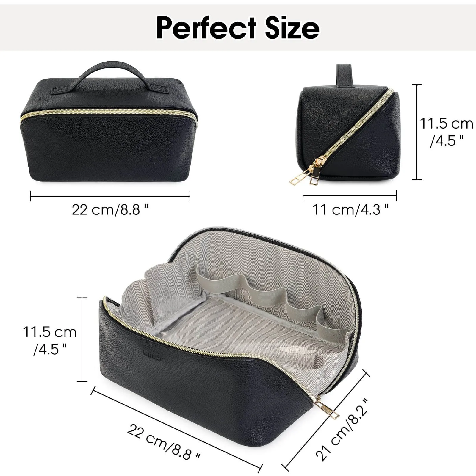 Portable Vegan Leather Open Flat Makeup Bag