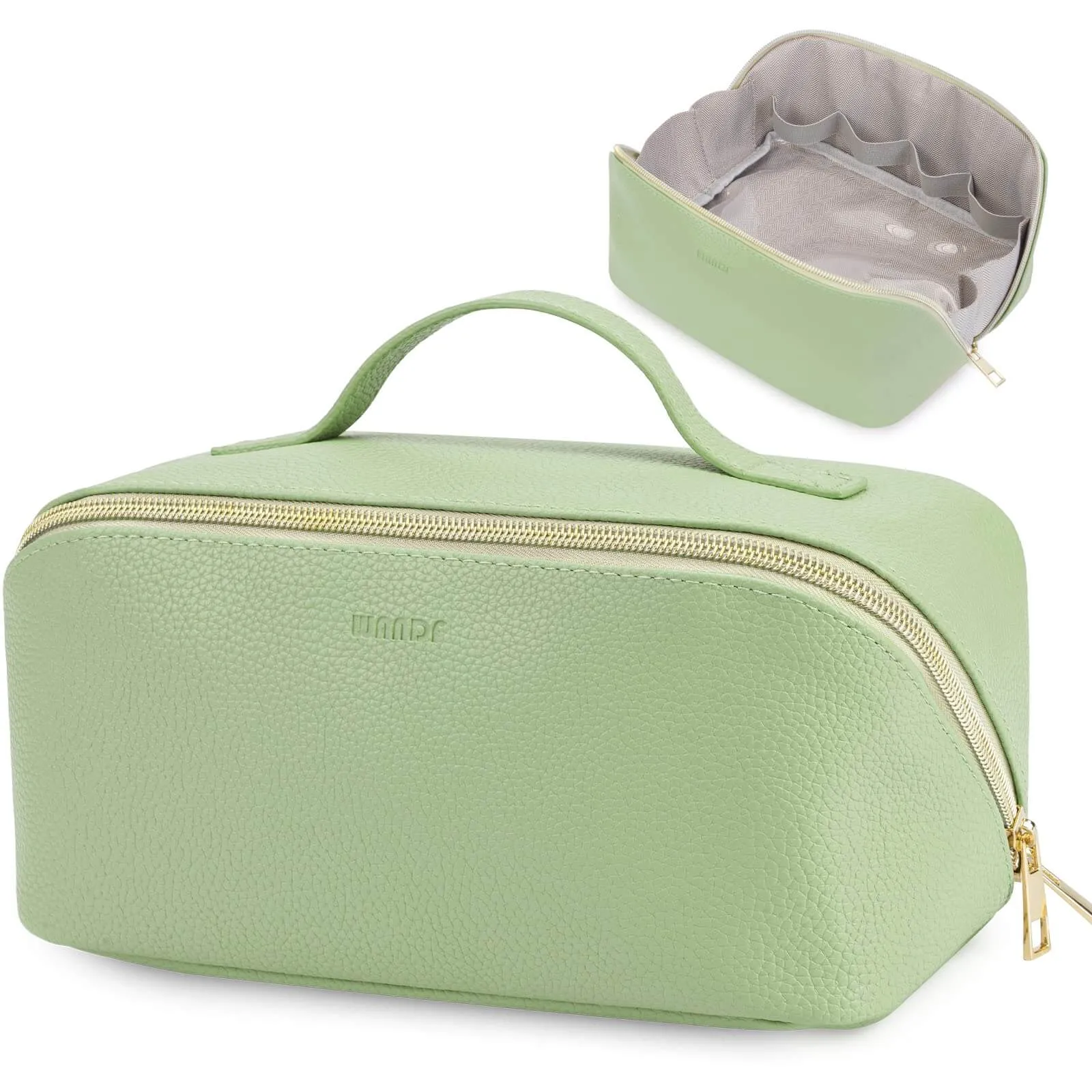 Portable Vegan Leather Open Flat Makeup Bag