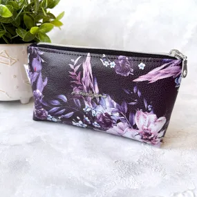 Purple Floral Zipper Pouch