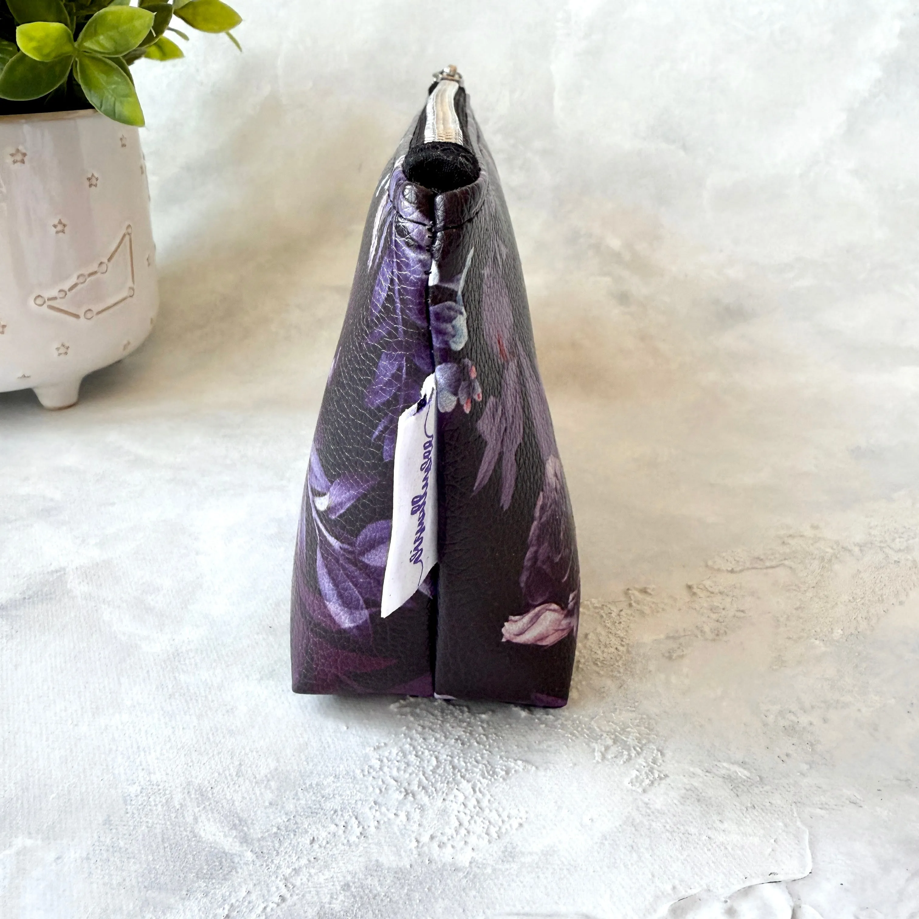 Purple Floral Zipper Pouch