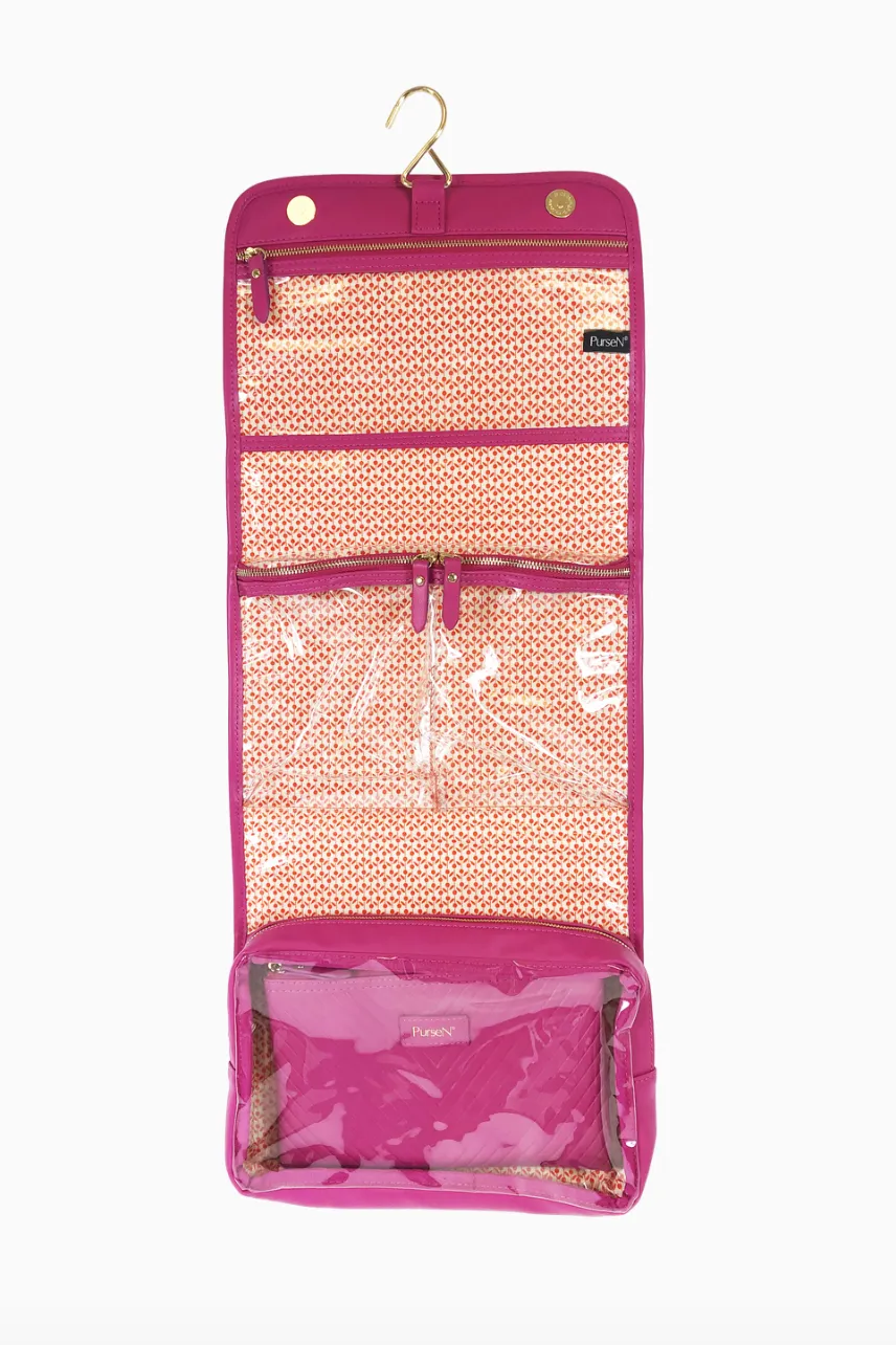 Pursen Getaway Hanging Toiletry Case Fuchsia