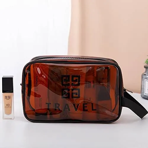 PVC Travel Cosmetic Bag Small (Dark Brown)