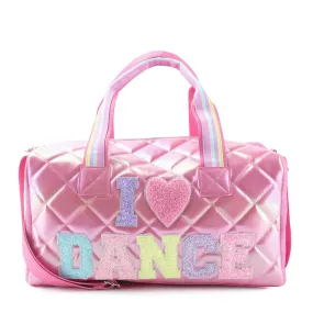 "I 🩷 Dance" Quilted Metallic Duffle Bag