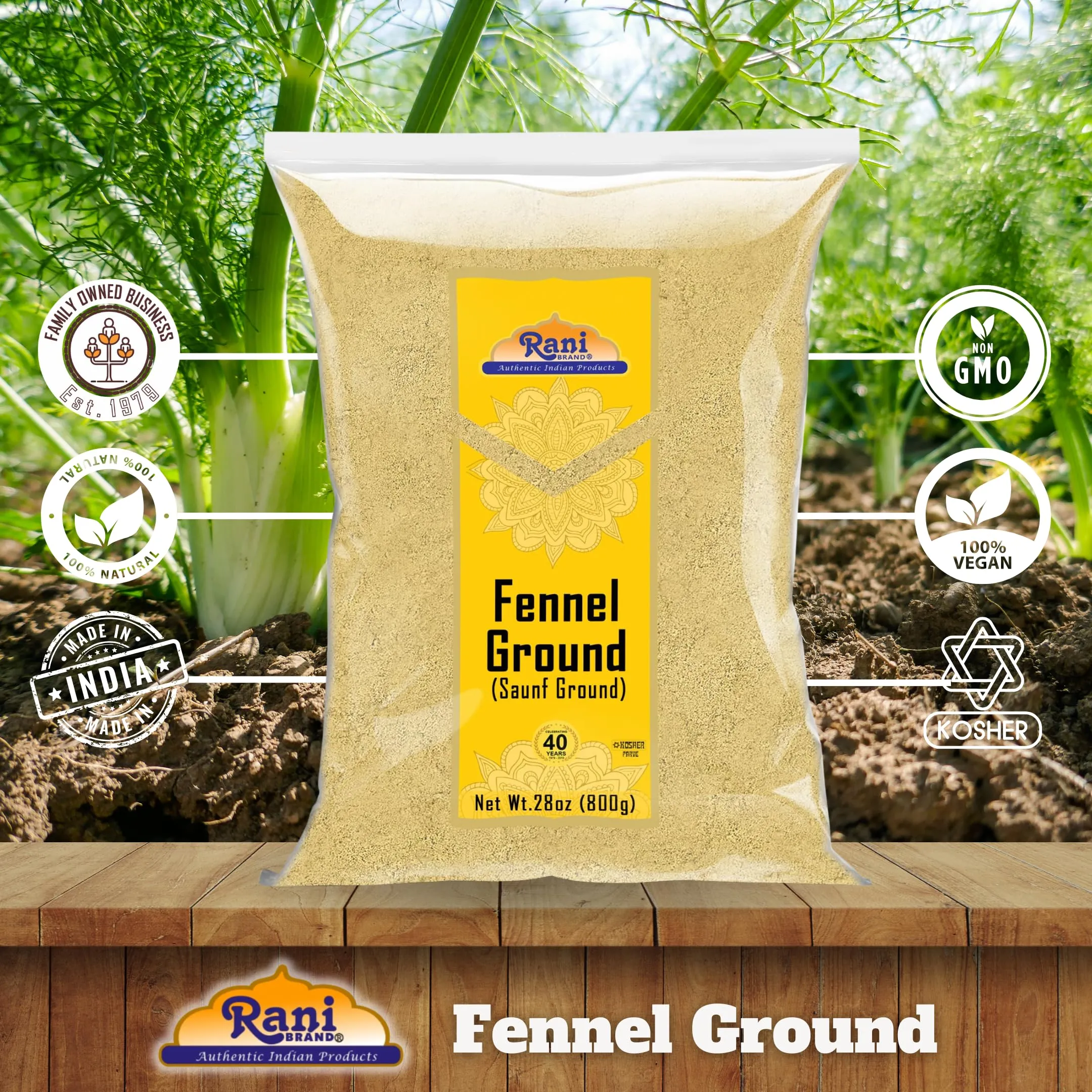 Rani Fennel Ground (Saunf) Powder Spice 28oz (1.75lbs) 800g ~ All Natural | Gluten Friendly | NON-GMO | Kosher | Vegan | Indian Origin