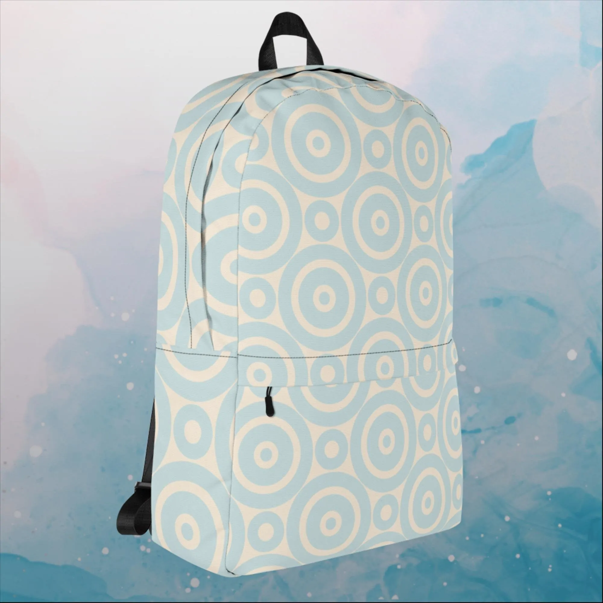 Robins Egg Blue Printed Target Circles Backpack