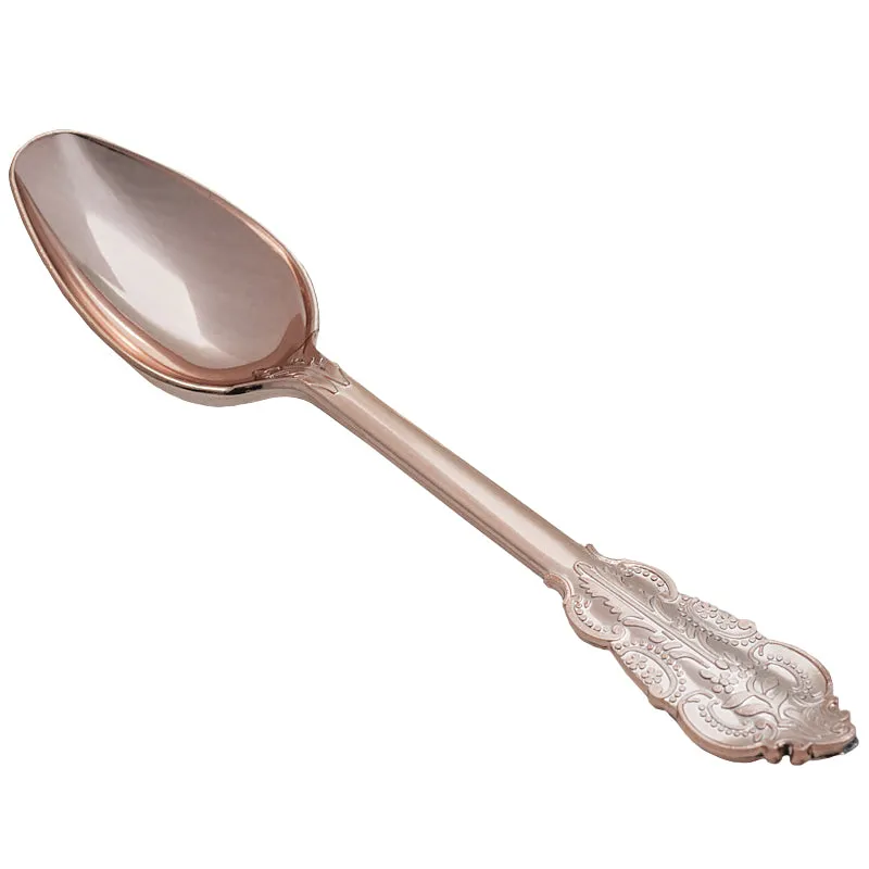 Rose Gold Plastic Spoons 10/Pack - Baroque Collection