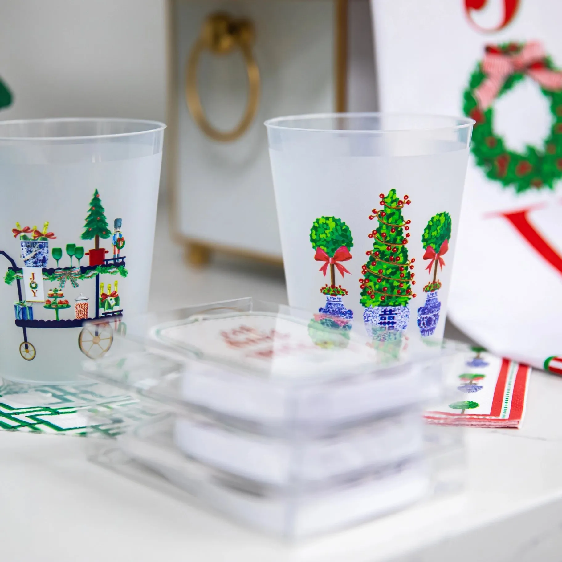 Shatterproof Cups - Christmas Topiaries