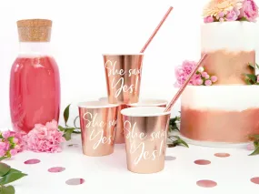 She Said Yes Rose Gold Metallic Paper Cups