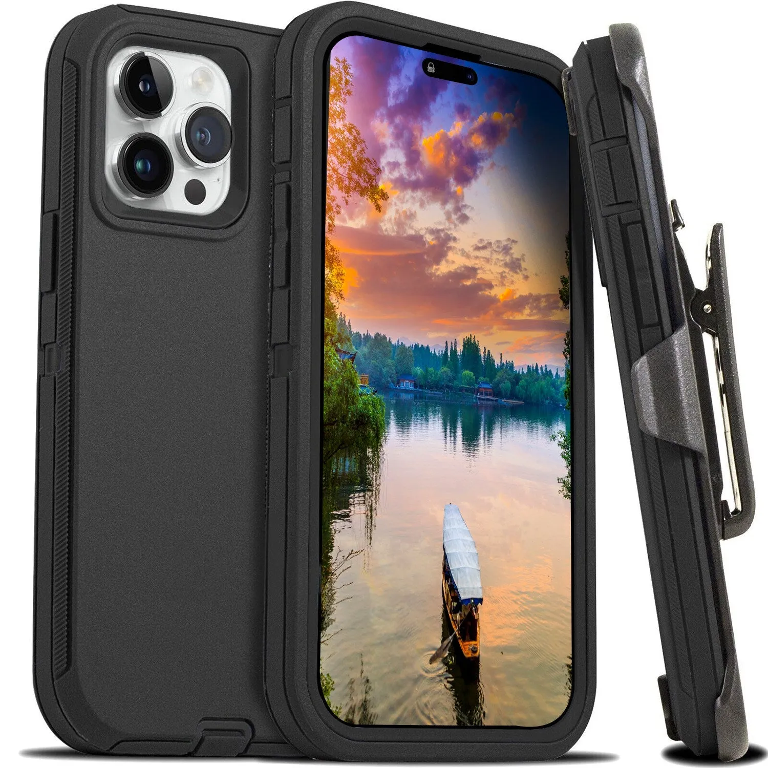 Shockproof Phone Case Anti-Shock All-Round Protection Phone Case Cover with Belt Clip Fit for iPhone 14/14Plus/14Pro/14Pro Max/13/13Pro/13Pro Max/12/1