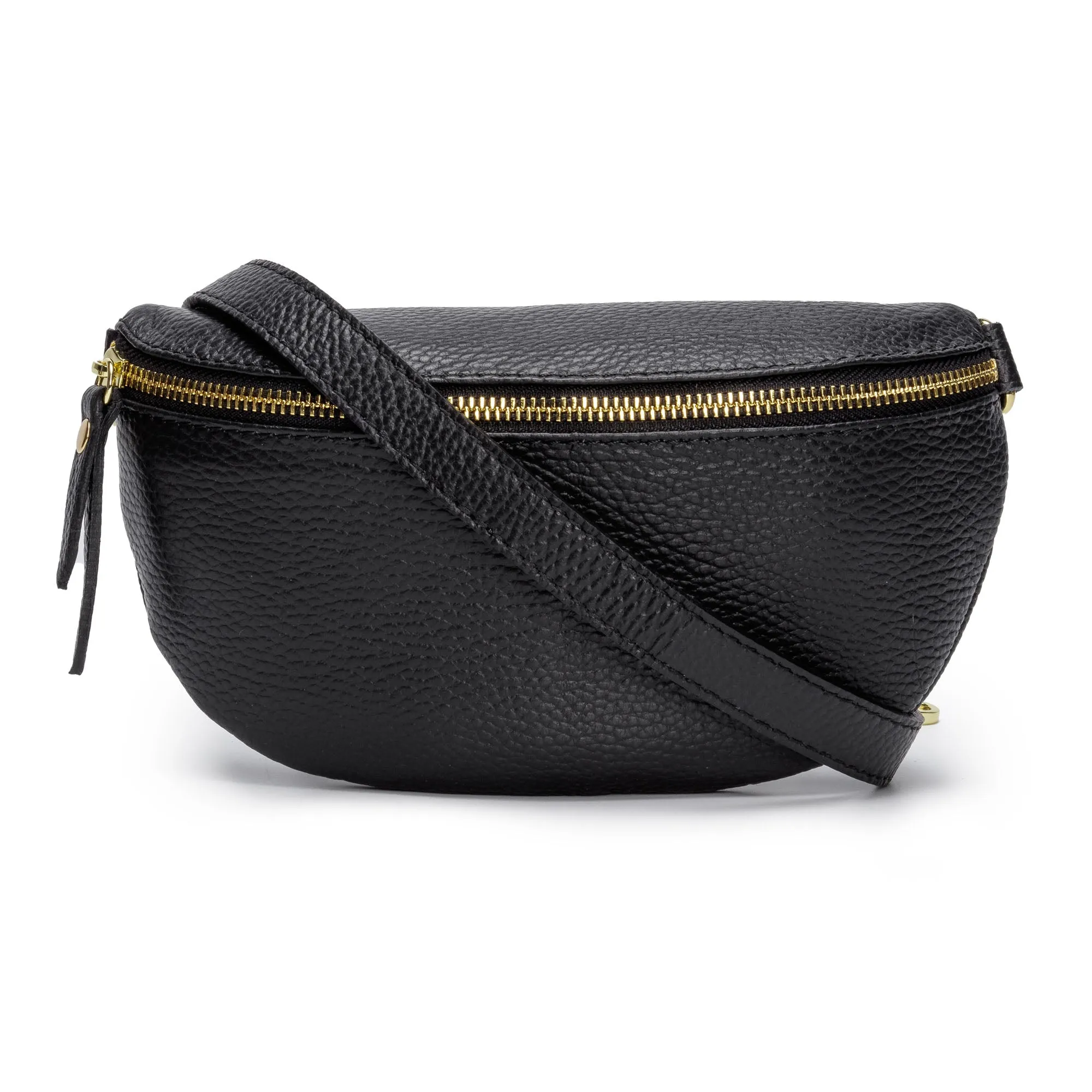 Sling Bag - Black with Silver Chevron Strap