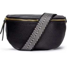 Sling Bag - Black with Silver Chevron Strap