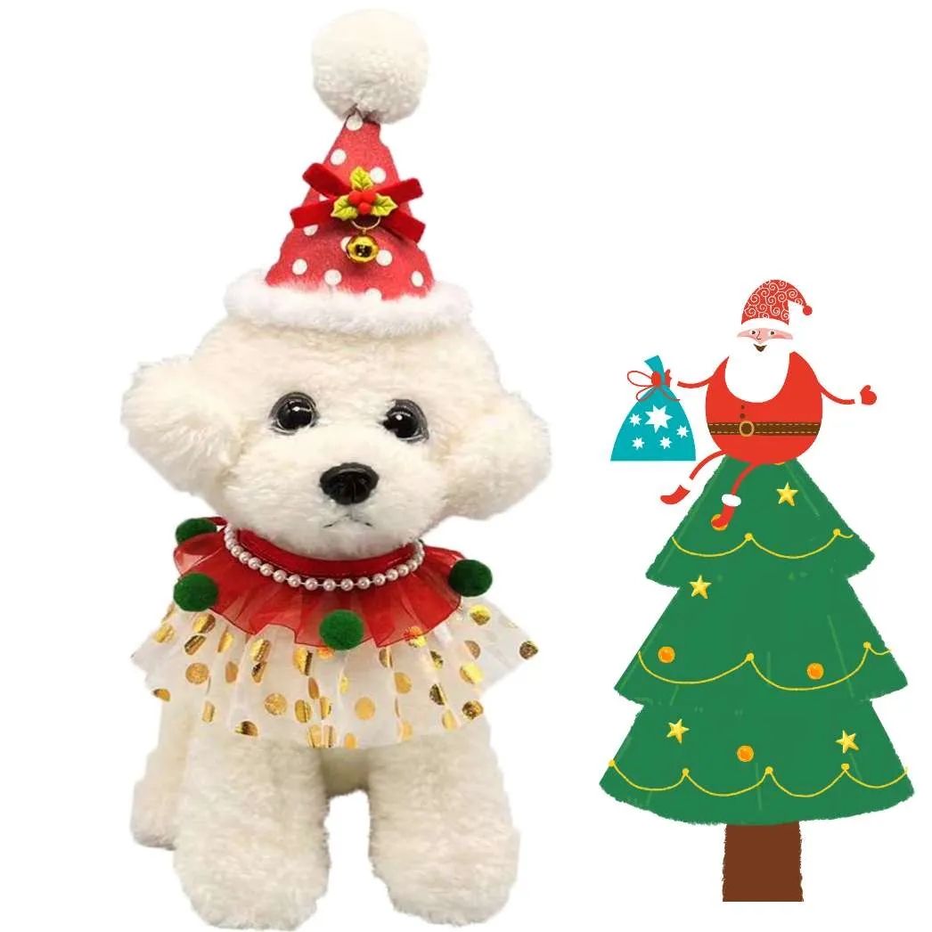 Small Pet Christmas Themed Party Costume Set (2pcs)