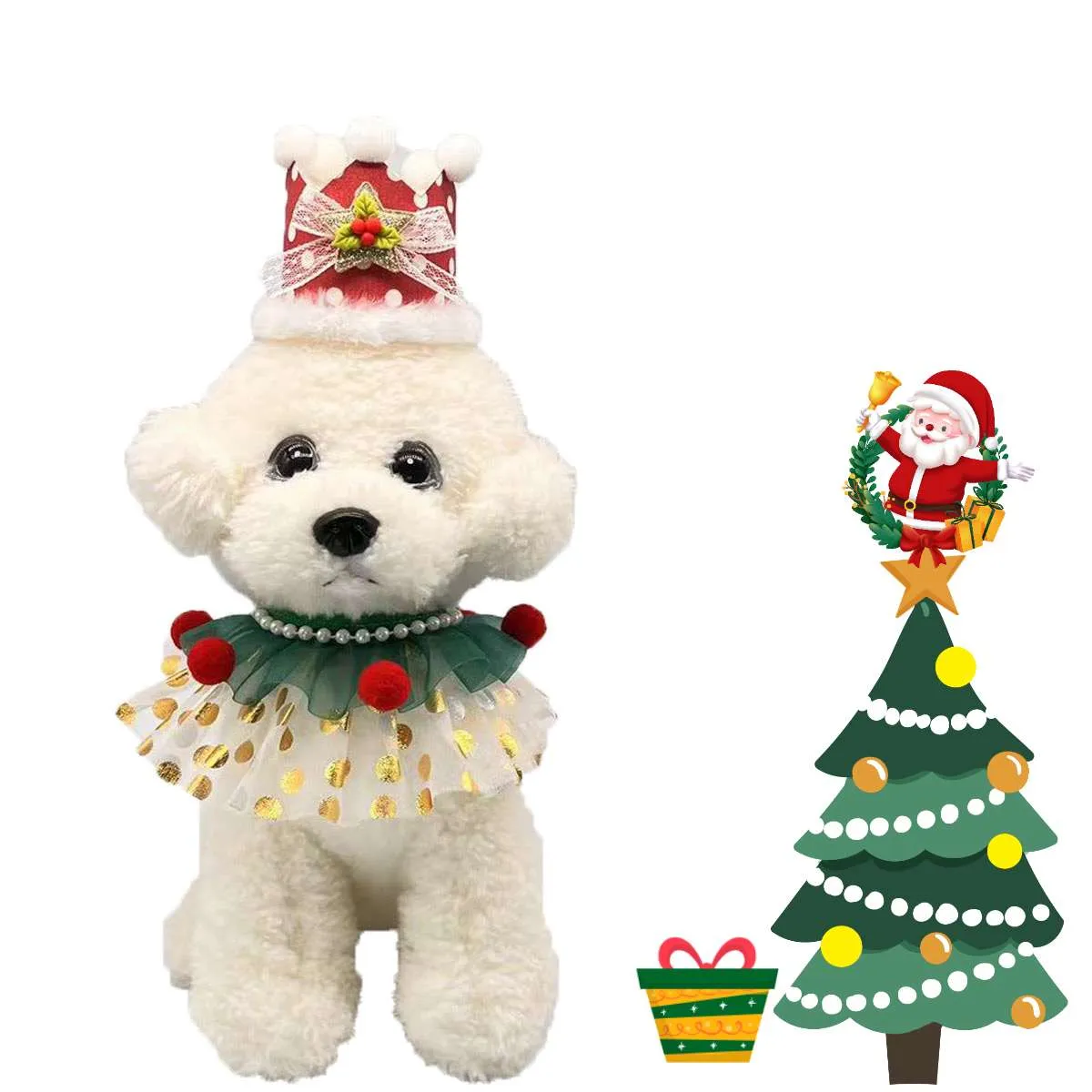 Small Pet Christmas Themed Party Costume Set (2pcs)