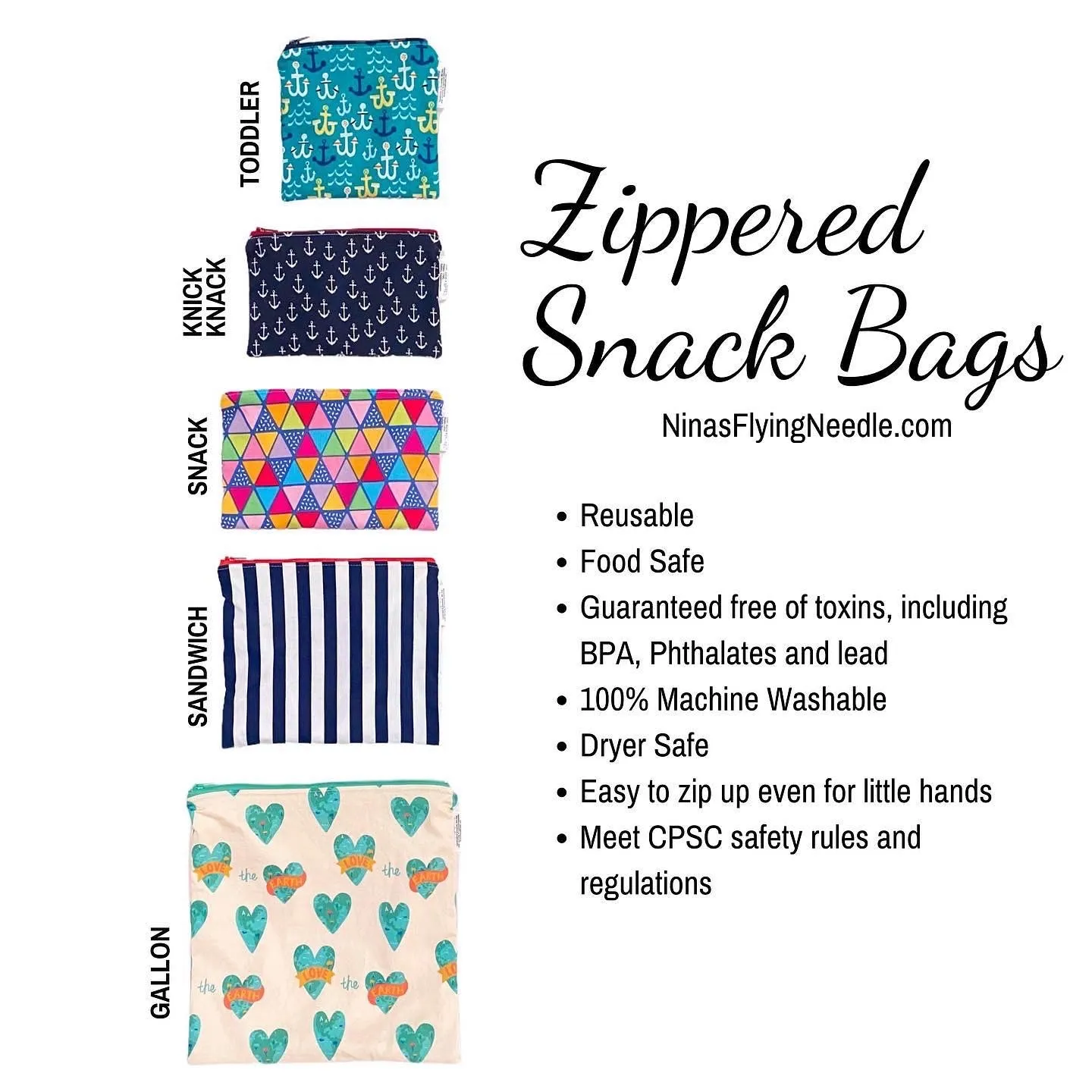 Snack Sized Reusable Zippered Bag Dogs