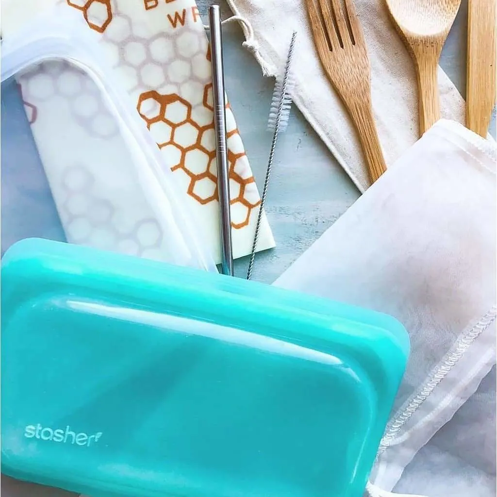 Stasher Reusable Silicone Snack Bag (Small) - Aqua