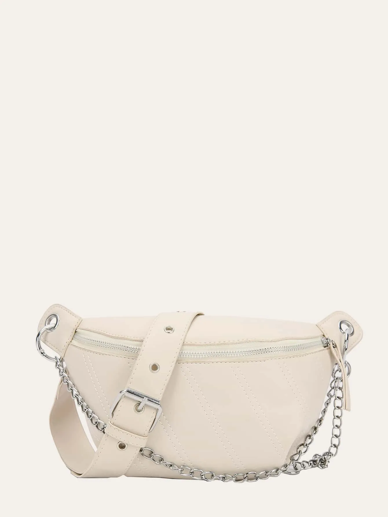 Stitch Detail Chain Decor Fanny Pack