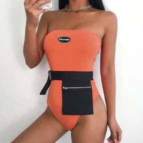 Strapless text fanny pack waist bag bodysuit