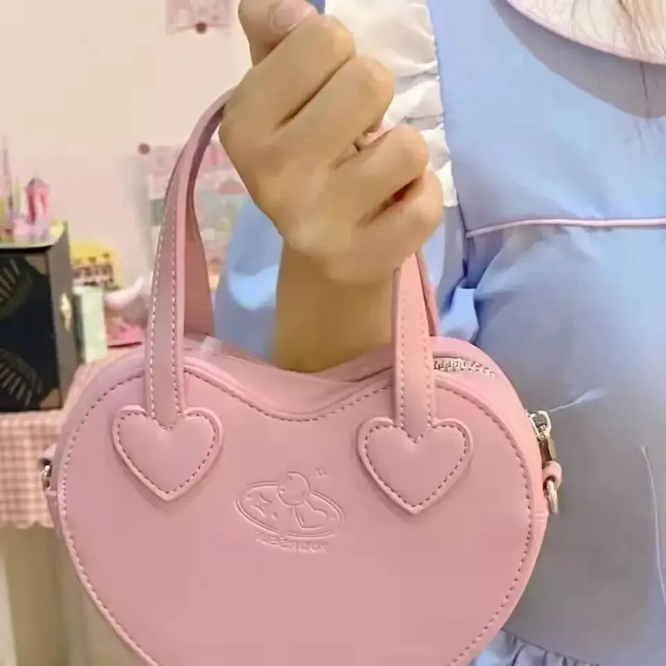 TAVIMART  -  Sweet Girl Cross-body Bag Peach Heart Design Handbag Mini Design Casual New Style Elegant All-match Bags Shoulder Bags