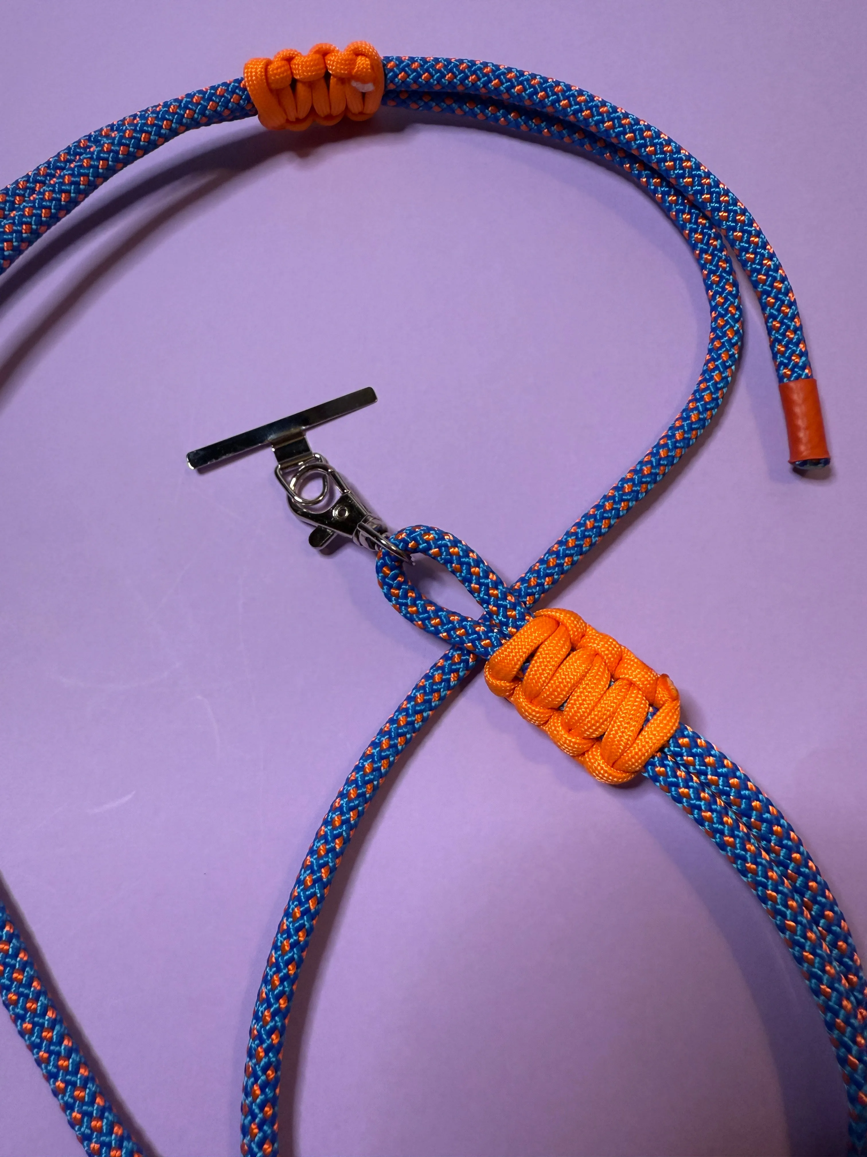 Thick Cord Phone strap lanyard blue orange