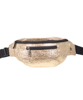 Tinsel in Gold Adult Rebel Fanny Pack with Black Zipper