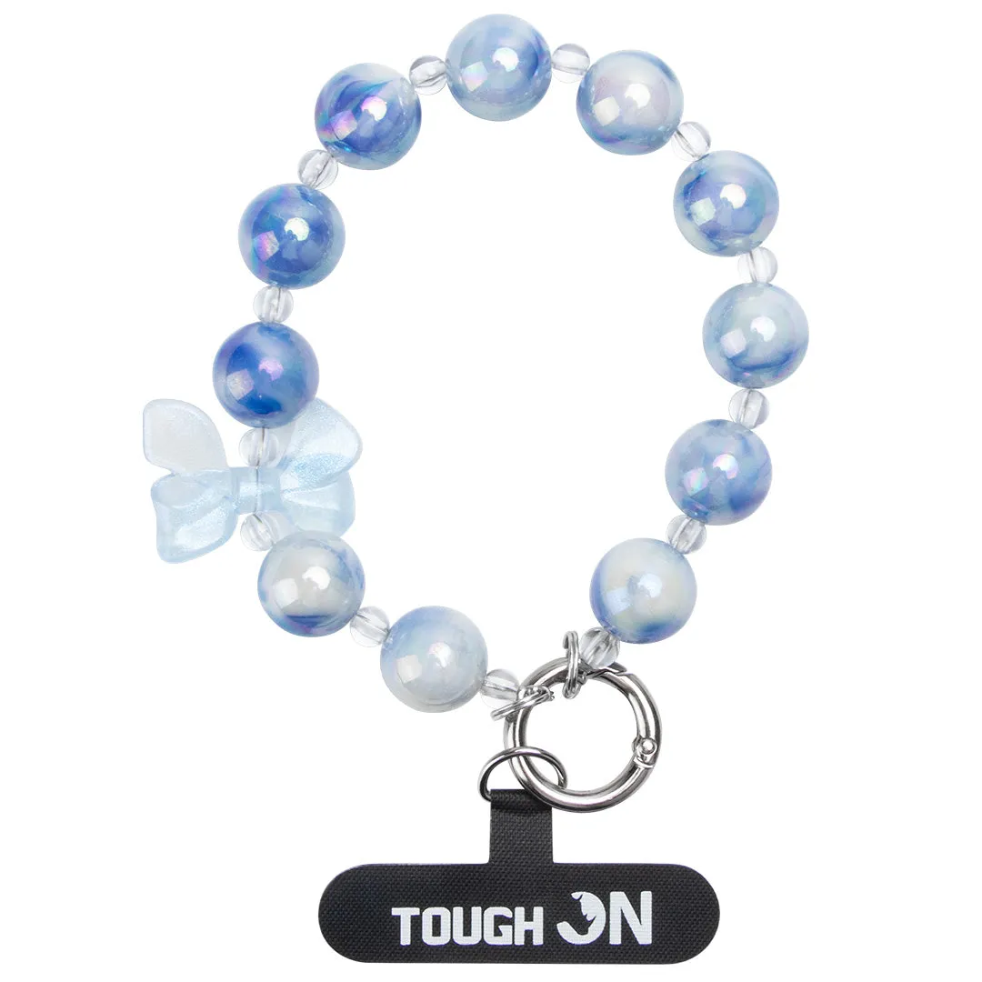 Tough On Charm Phone Wristlet Strap with Card Blue Pearl