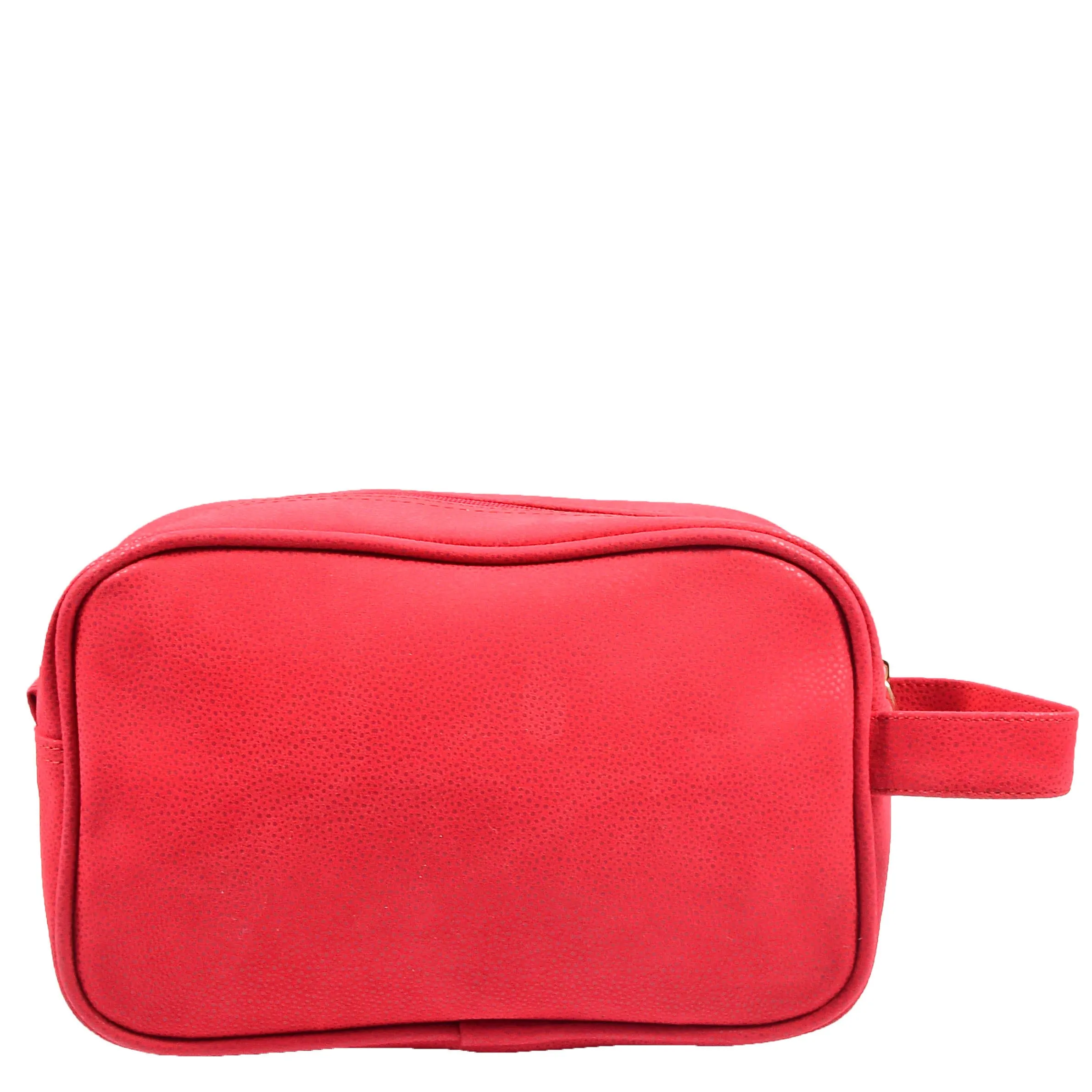 Travel Wash Bag Faux Leather Toiletry Bags A282 Red