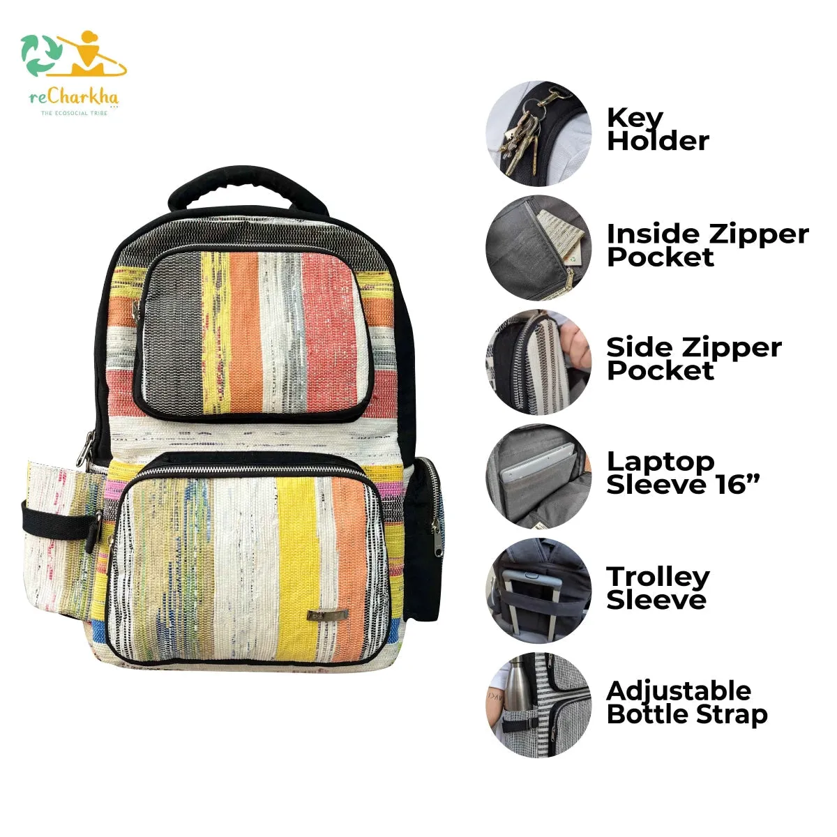 Upcycled Handwoven Commuter Backpack (CBP0324-122)