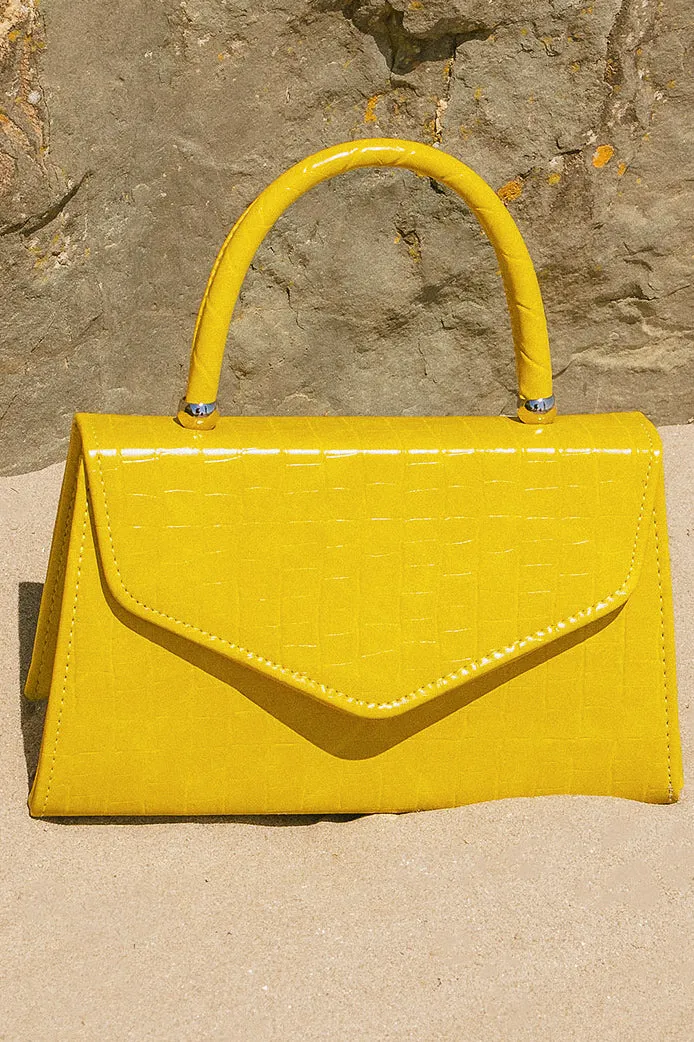 Veronica Yellow Croc Print Grab Bag