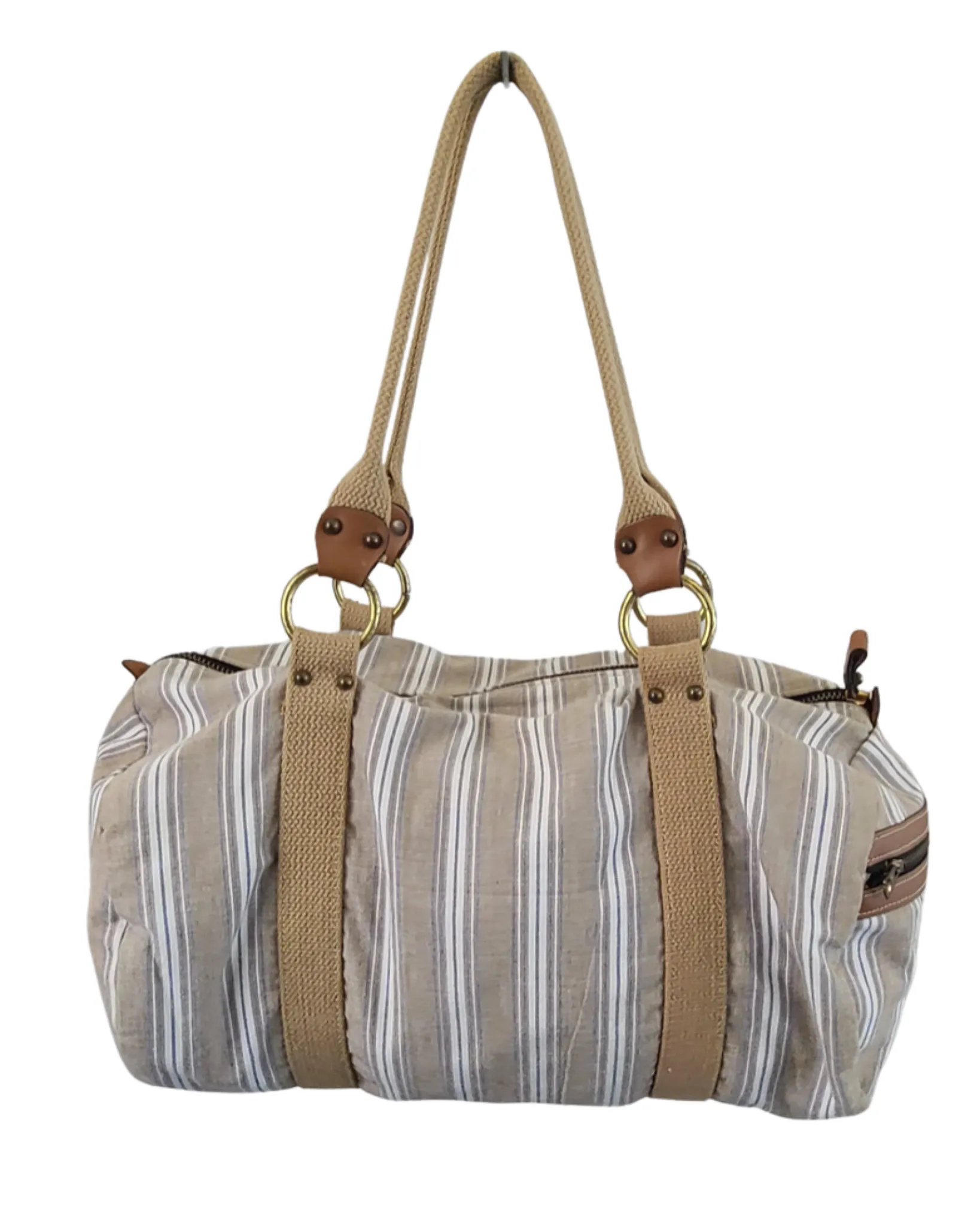 Vintage 1980s Striped Duffle Bag