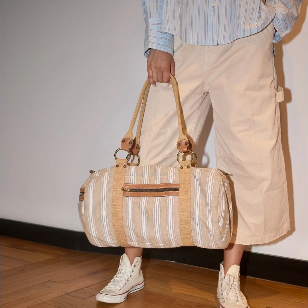 Vintage 1980s Striped Duffle Bag