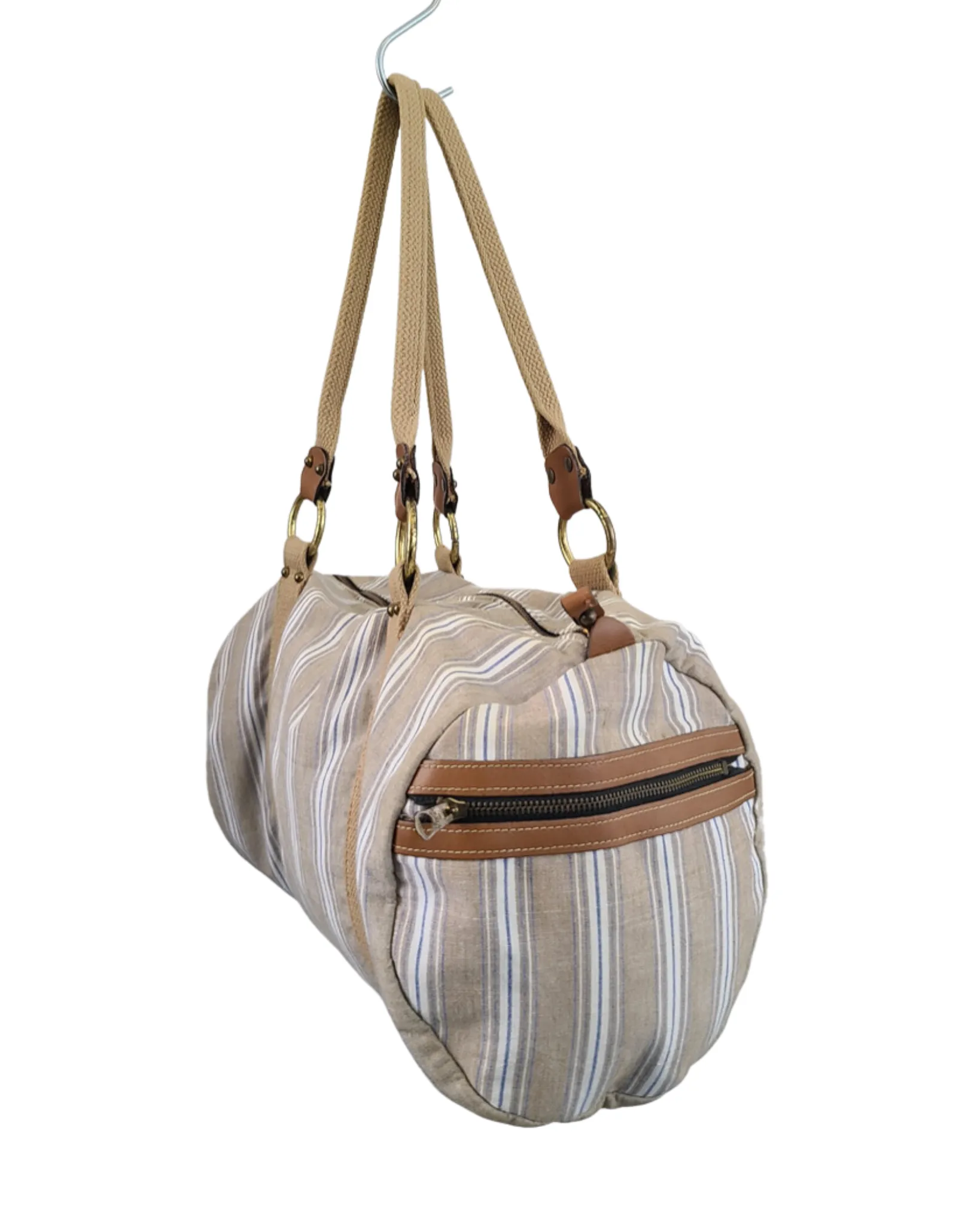 Vintage 1980s Striped Duffle Bag