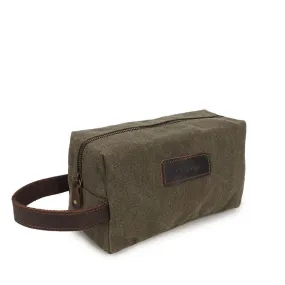 Vintange Leather Waterproof Canvas Toilet Bag