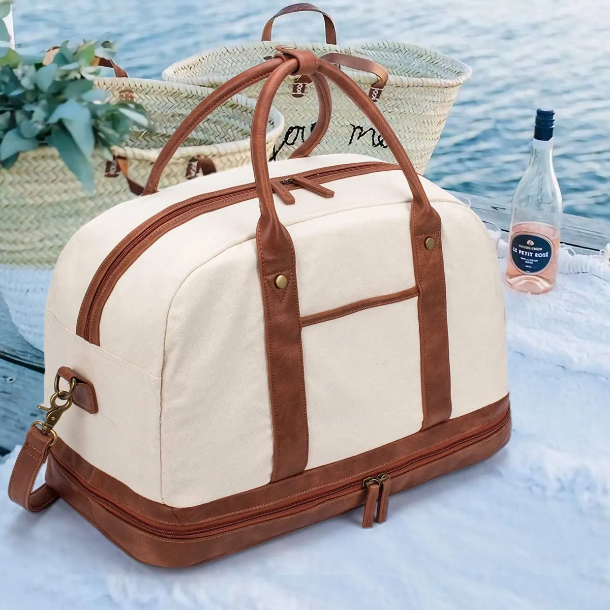 Weekender Bag for Women Canvas Overnight Bag Large Travel Bags for Women Carry on Duffle Bag