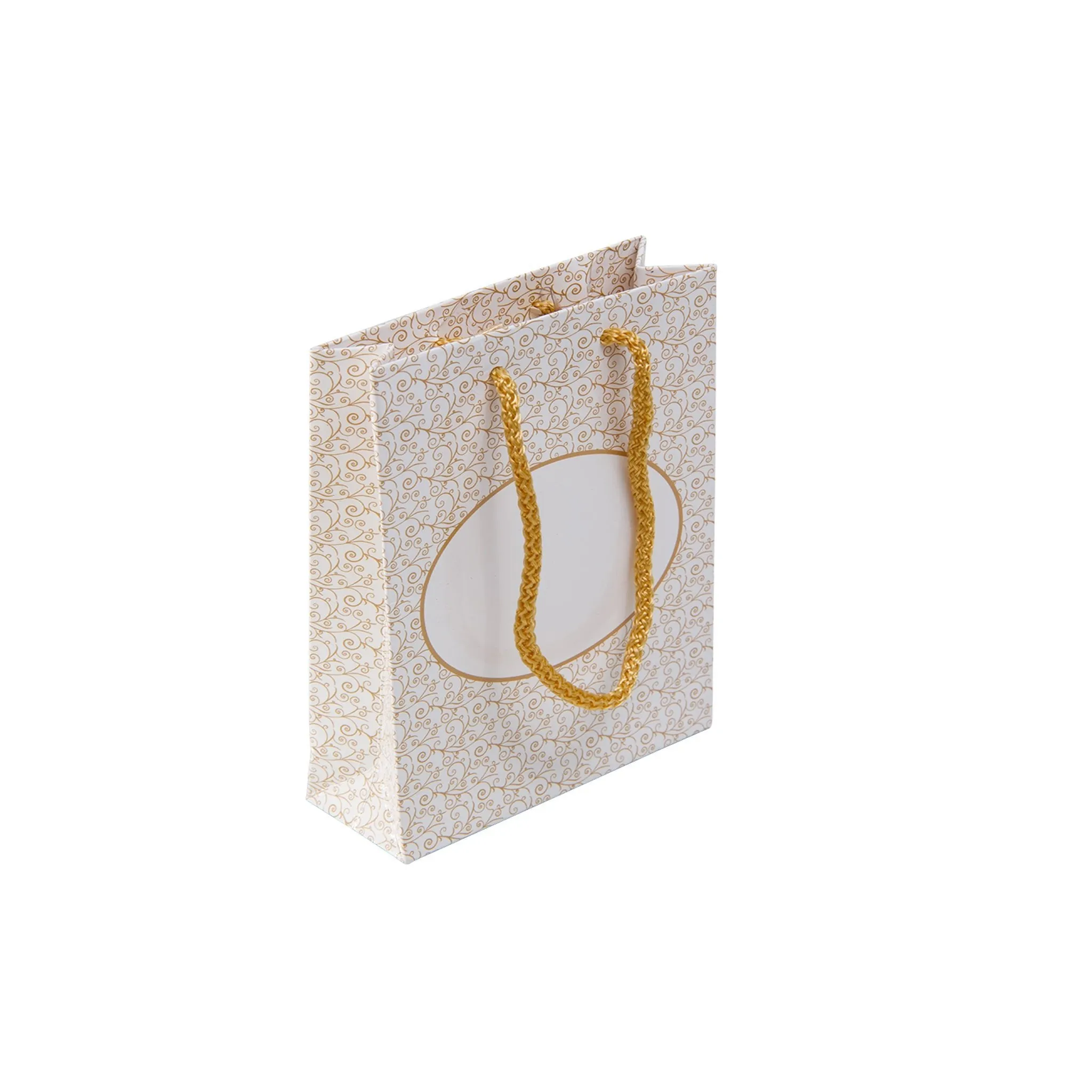 White and Gold Ivy Paper Bag Small