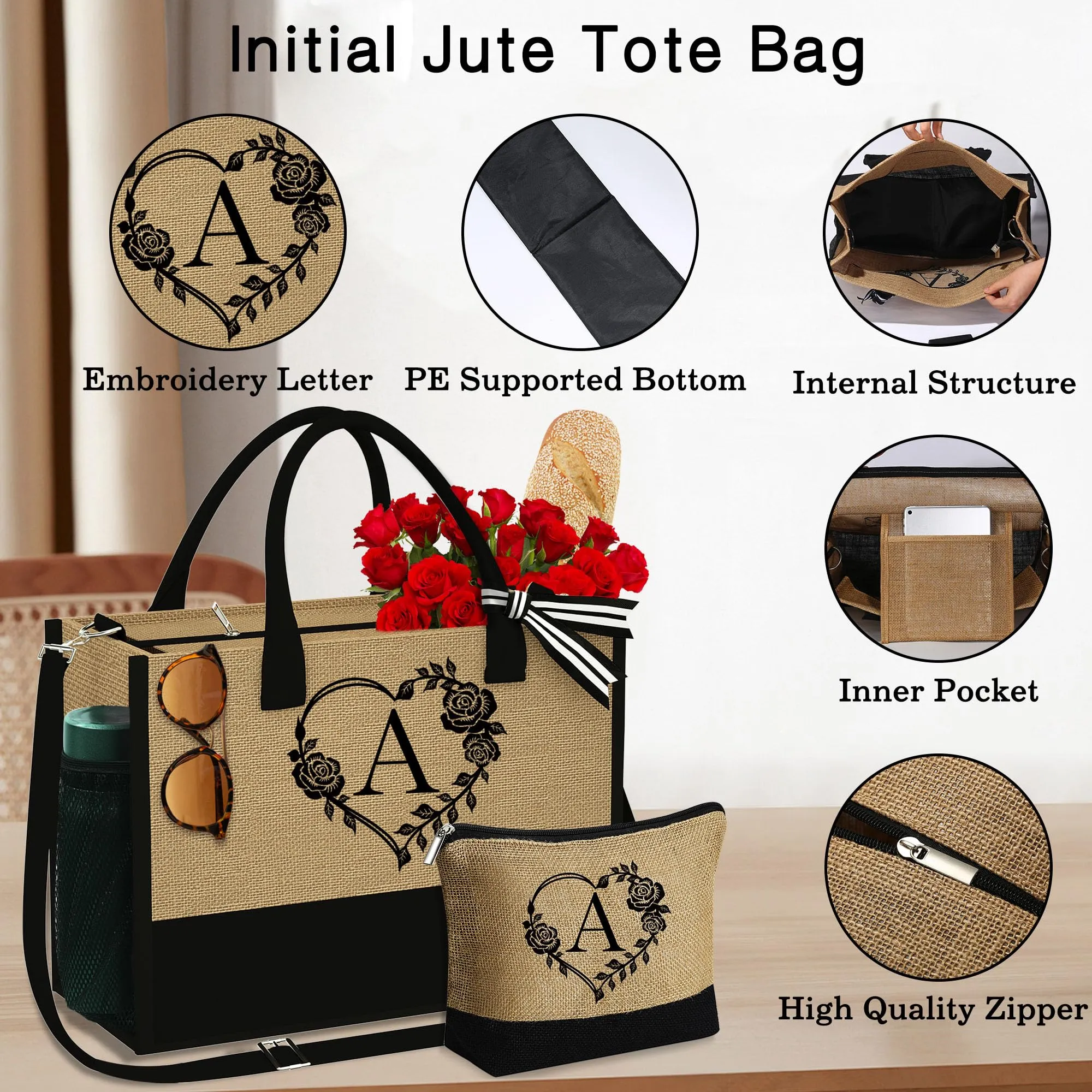 Yoolife Initial Tote Bag Perfect Mothers Day Gift