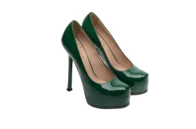 YSL - Patent Green "Tribute" Pumps - IT 38 1/2